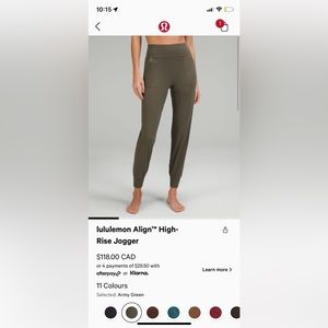 Align joggers in army green
